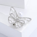 Crystal Outline Butterfly Brooch with Pearl Accent view 4