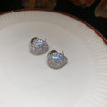 Silver Tone Pavé Teardrop Stud Earrings With Polished Metal Details view 6