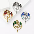 Coiled Winged Dragon Brooch in Four Enamel Colorways view 3