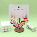 Enamel Santa Mittens Christmas Dangle Earrings Set of 3 Pairs view 4