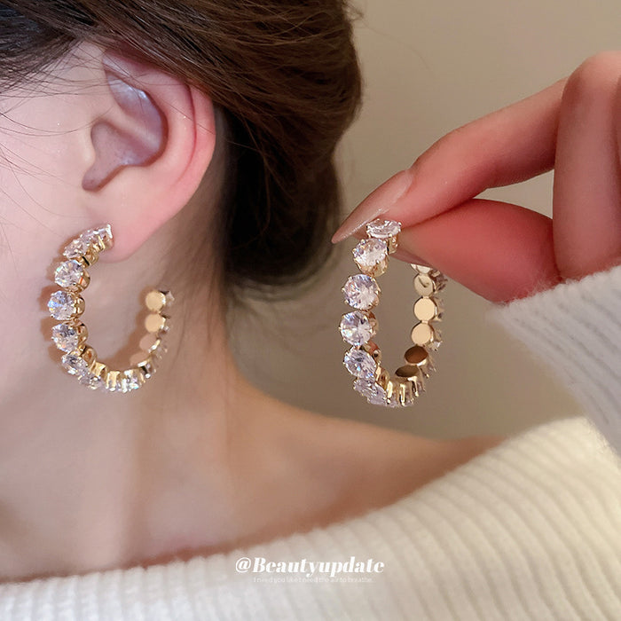 Crystal Hoop Earrings in Five White and Green Designs