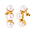Triple Pearl Swirl Stud Earrings Gold Or Silver Tone view 5