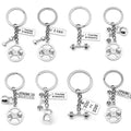 Eight Antique Silver Fitness Equipment Metal Keychain Designs view 5