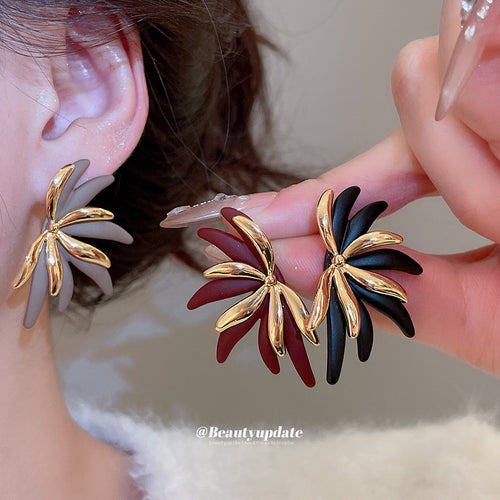 Product image 2 showing red and navy leaf clusters outlined in gold tone metal