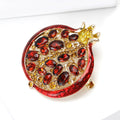 Red Enamel Pomegranate Brooch with Faceted Seed Details view 2