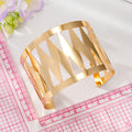 Gold Tone Wide Openwork Triangle Geometric Cuff Bracelet view 3
