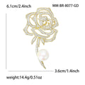 Crystal Openwork Rose Brooch with Pearl Drop Decorative Clothing Pin view 4
