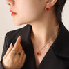 Gold Red Earrings