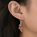 Leaf Flower Drop Hook Earrings Two-Tone and Antique Silver view 5