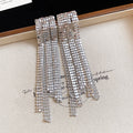 Asymmetric Crystal Fringe Earrings in Gold and Silver Tones view 7