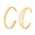 Gold Open Cuff Bangles Quad Textured And Oval Bead view 5
