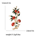 Enamel Persimmon Branch Brooch Gold Tone Red Orange view 6