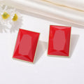 Gold Tone Faceted Rectangle Resin Stud Earrings in Seven Colors view 6