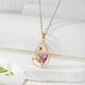 Gold Teardrop Dried Flower Resin Pendant Necklaces 18 Styles view 5