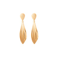 Ribbed Gold Tone Geometric Extra Long Dangle Stud Earrings view 5