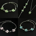 Silver Flower Charm Bracelets Blue Green Pink Styles view 4