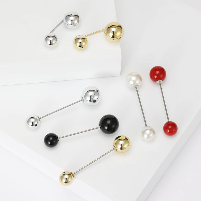 Seven Piece Double Ball Collar Pin Set for Jackets Scarves and Lapels