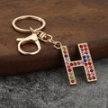 A-Z Multicolor Rhinestone Letter Keychains With Split Ring And Lobster Clasp view 11