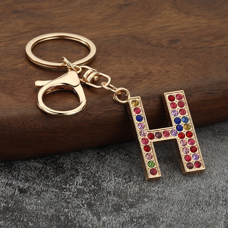 Colorful Rhinestone Letter Keychain Alphabet Bag Charm for Initials