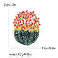 Enamel Cactus Flower Brooch Red Purple Bloom Gold Tone Pin view 5