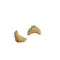 Textured Gold Croissant Crescent Stud Earrings With Metal Details view 5