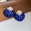 Crystal Cluster and Pearl Stud Earrings in Four Colors view 7