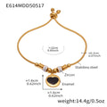 Black Enamel Heart Charm Slider Bracelet Gold Steel Chain view 6