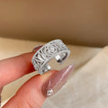 Filigree Rose Open Band Ring Silver Tone Small Zircon view 2