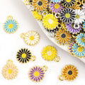 Colorful Daisy Flower Charms in Seven Glossy Enamel Colors view 1