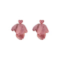 Sheer Fabric Petal and Heart Statement Drop Stud Earrings view 5