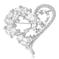 Open Heart Floral Crystal Brooch In Gold And Silver Tones view 2