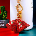 Jeweled Christmas Bell Keychains in Red Yellow and Green Single or Double Sets view 2