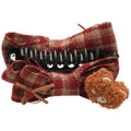 Plaid Fabric Bow Bear Hair Claw Clips Three Colors view 5