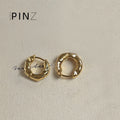 Textured Molten Metal Huggie Hoop Earrings Gold Silver Tone view 6
