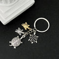 Silver Tone Turtle Family and Starfish Keychain with Metal Hardware view 3