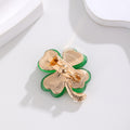 Green Four Leaf Clover Three Designs Metal Brooch Pin view 4