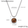 Gold Steel Cushion Stone Pendant Necklace Heart Drop Earrings view 10