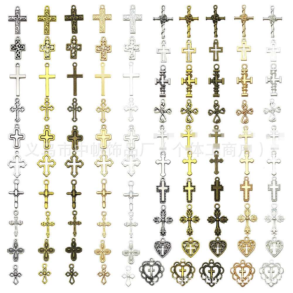 Vintage Zinc Alloy Cross Charm Pendant for DIY Keychain Earring Necklace Bracelet