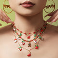 Christmas Charm Necklace Enamel Beads Stocking Tree Santa view 3