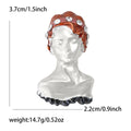 Enamel Classical Woman Bust Brooch with Polished Metal and Decorative Accents view 7
