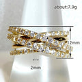Gold Multi Band Crossover Pave Ring Clear Stones Sizes 6-10 view 4