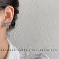 Silver Butterfly Stud Earrings Clear Pave Stone Outline view 2