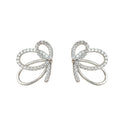 Silver Tone Clear Stone Loop Bow Earrings In Stud And Clip On Styles view 5