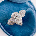 Pear-Shaped Solitaire Three-Stone Halo Ring In Silver Tone view 1