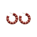Striped Enamel C Hoop Earrings with Distinctive Textured Details view 5