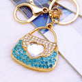 Jeweled Heart Handbag Keychains in Six Pictured Enamel Colors view 3