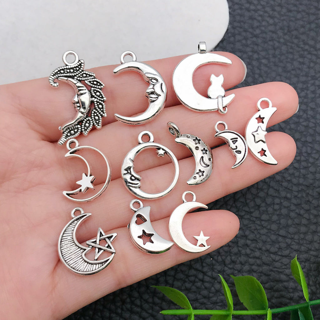 Zinc Alloy Hollow Moon Smiley Face Sun Star Charm Pendant for DIY Bracelet Necklace