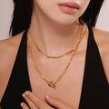 Snake Chain Zircon Necklace And OT Toggle Paperclip Chain Styles view 3