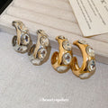 Silver Tone Crystal C Hoop Stud Earrings With Open Curves view 4