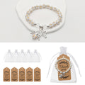 White Cross Bead Stretch Bracelet Angel Cross Charms view 2